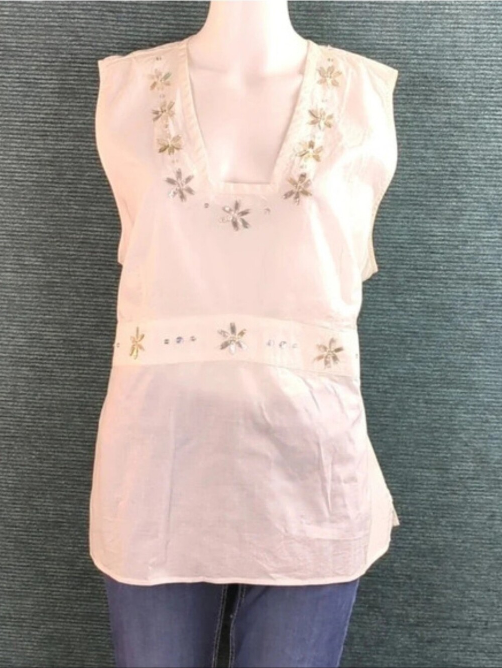 Kitty Rescue! J. Jill Embellished Cotton Tie Back Tunic NWT